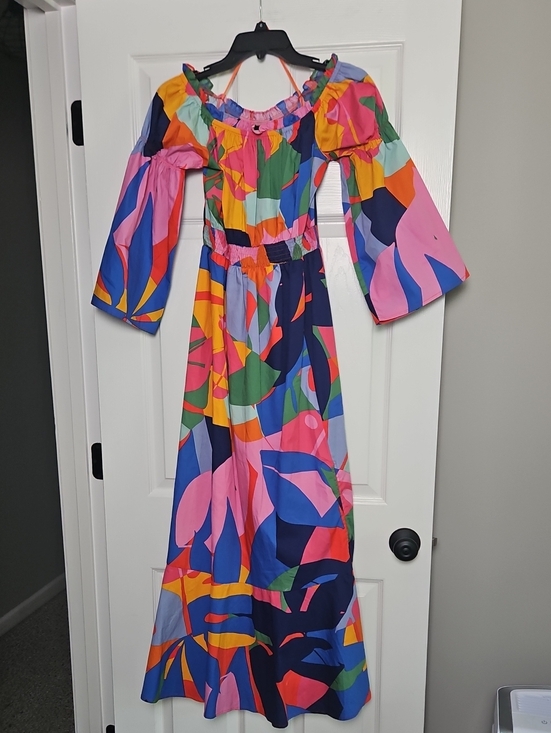 Sugarlips Dresses & Skirts - Sugarlips Rainbow Tropics Off The Shoulder Maxi Dress:Multi Color Abstract Print